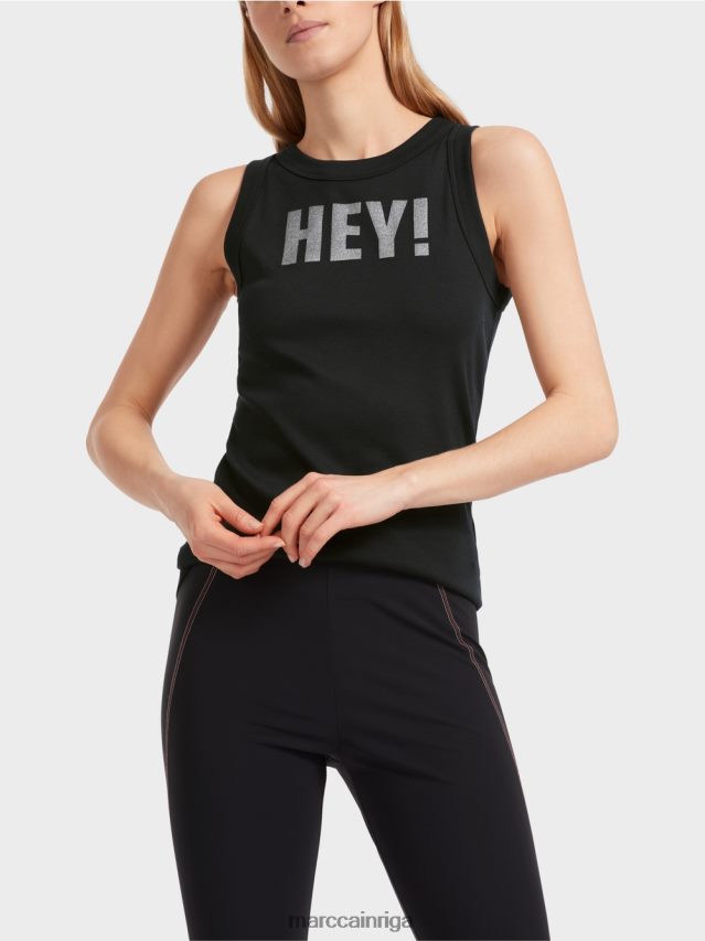 apģērbs melns VRBHXD1268 Marc Cain Tops bez piedurknēm ar mirdzošu apdruku