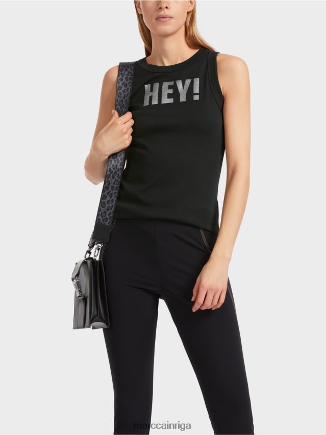 apģērbs melns VRBHXD1268 Marc Cain Tops bez piedurknēm ar mirdzošu apdruku