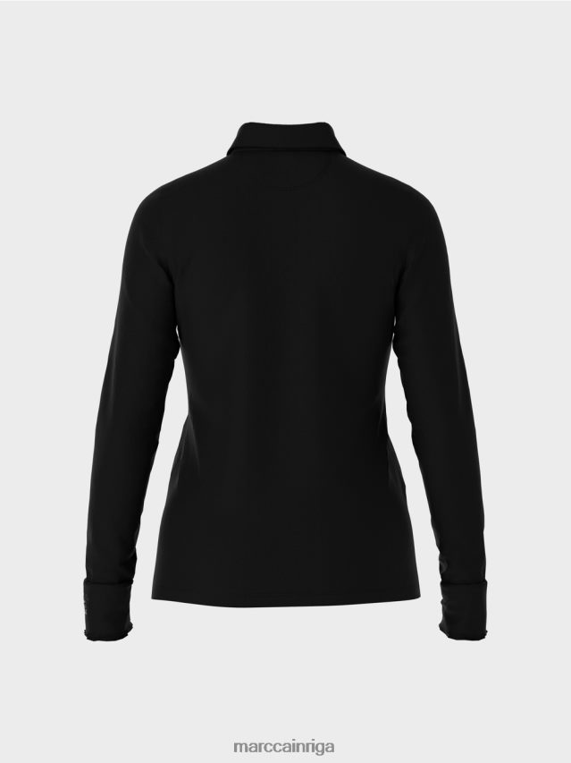 apģērbs melns VRBHXD1270 Marc Cain polo krekls rievotā džersija