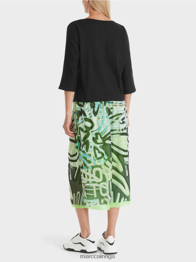 apģērbs melns VRBHXD1272 Marc Cain tops ar laivveida kakla izgriezumu