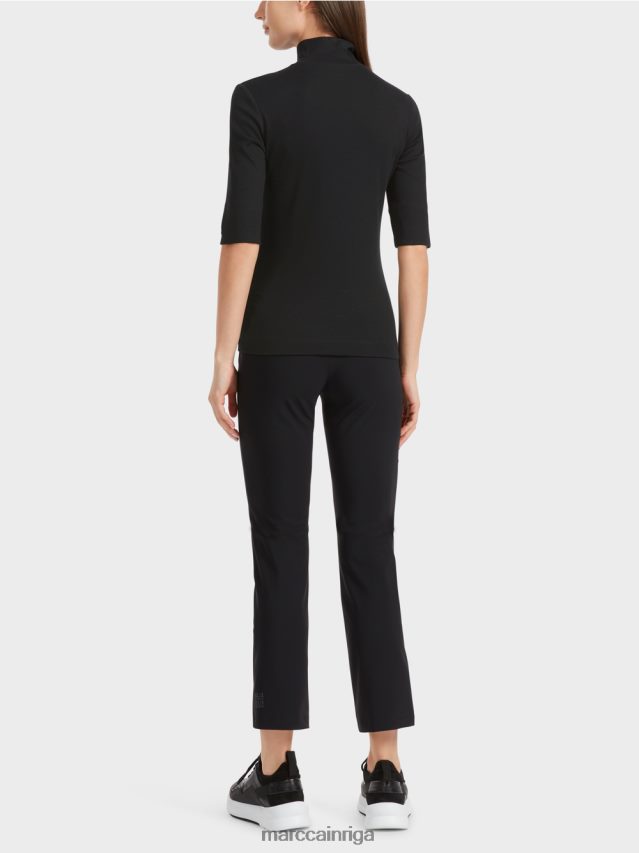 apģērbs melns VRBHXD1311 Marc Cain krekls ar stāvapkakli un 3/4 piedurknēm