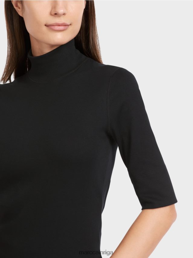 apģērbs melns VRBHXD1311 Marc Cain krekls ar stāvapkakli un 3/4 piedurknēm
