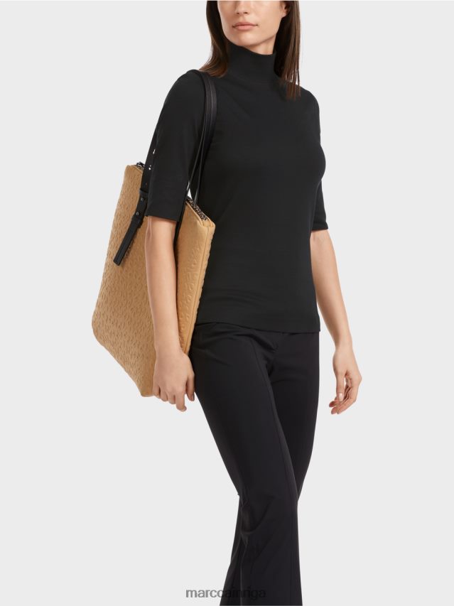 apģērbs melns VRBHXD1311 Marc Cain krekls ar stāvapkakli un 3/4 piedurknēm