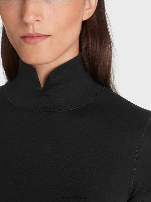 apģērbs melns VRBHXD1342 Marc Cain t-krekls ar augstu kakla izgriezumu