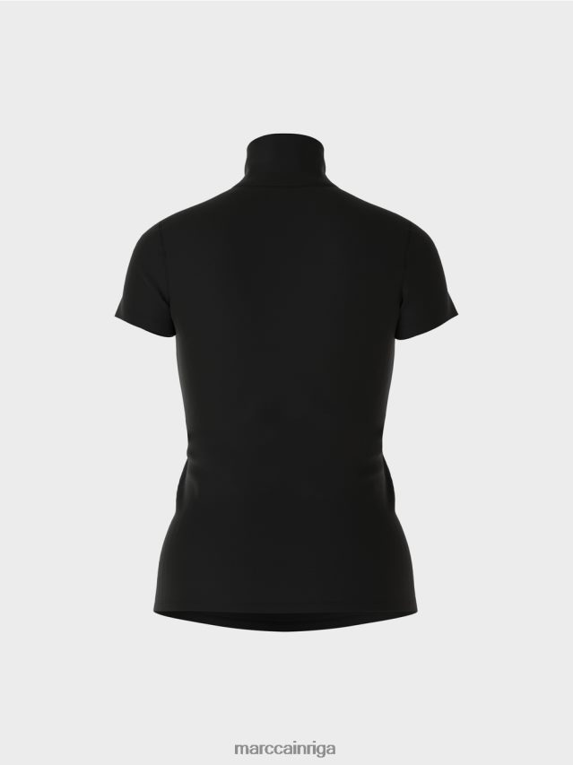 apģērbs melns VRBHXD1342 Marc Cain t-krekls ar augstu kakla izgriezumu