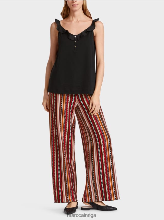 apģērbs melns VRBHXD1369 Marc Cain gaisīgs tops ar volānu