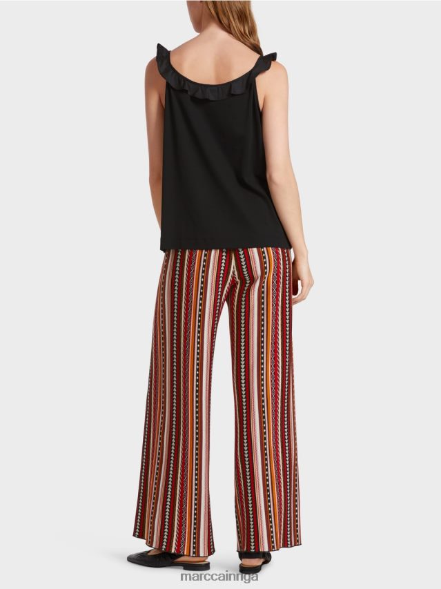 apģērbs melns VRBHXD1369 Marc Cain gaisīgs tops ar volānu