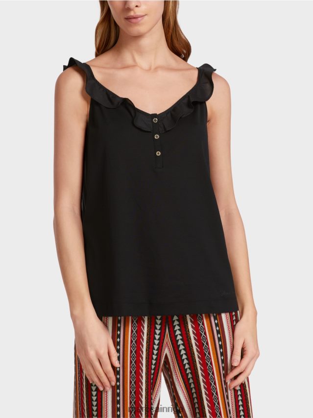 apģērbs melns VRBHXD1369 Marc Cain gaisīgs tops ar volānu