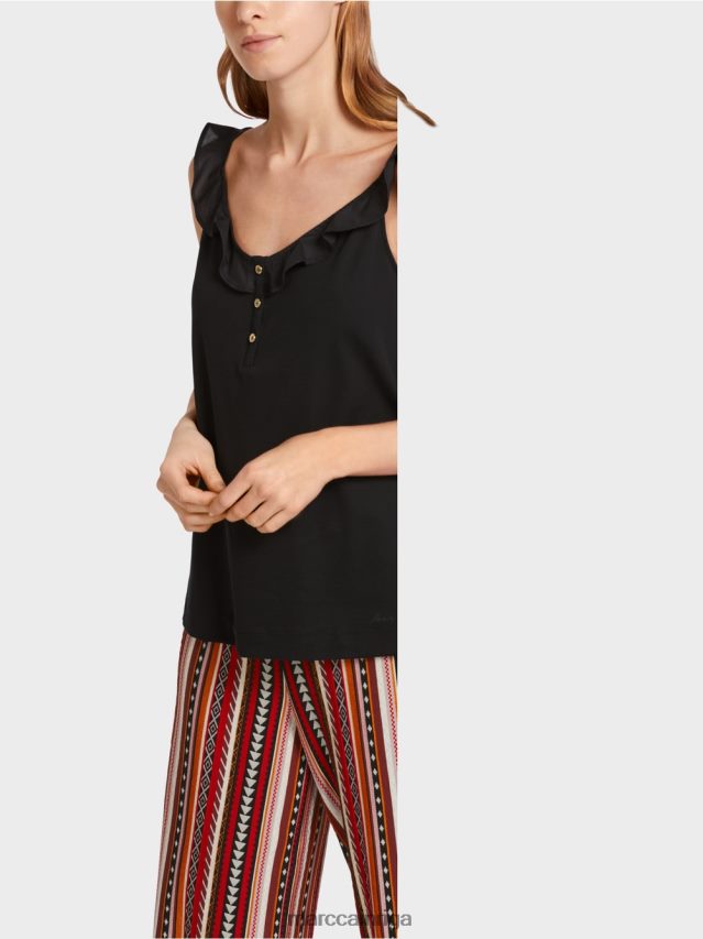 apģērbs melns VRBHXD1369 Marc Cain gaisīgs tops ar volānu