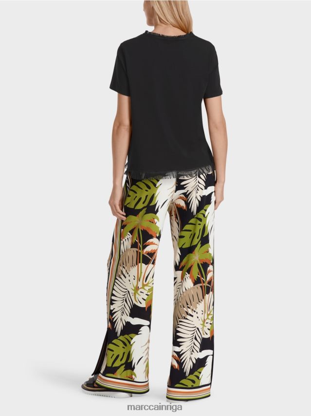 apģērbs melns VRBHXD1396 Marc Cain bārkstīm t-krekls