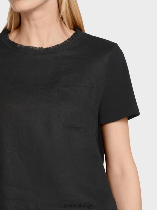 apģērbs melns VRBHXD1396 Marc Cain bārkstīm t-krekls