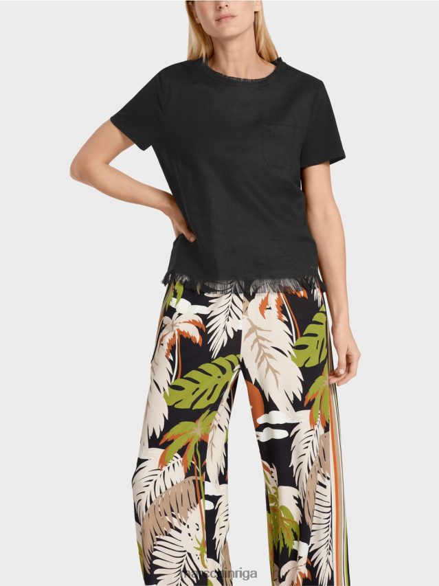 apģērbs melns VRBHXD1396 Marc Cain bārkstīm t-krekls