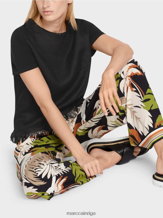 apģērbs melns VRBHXD1396 Marc Cain bārkstīm t-krekls