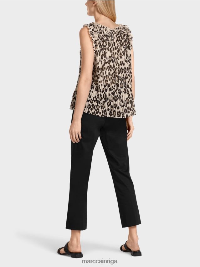 apģērbs melns VRBHXD1407 Marc Cain kroku augšdaļa ar leoparda apdruku
