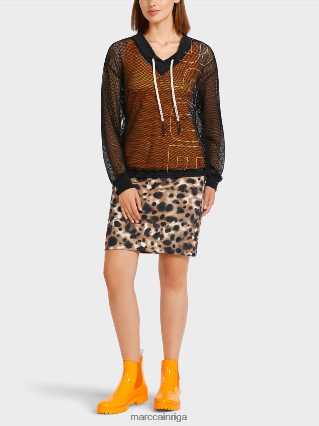 apģērbs melns VRBHXD1435 Marc Cain caurspīdīgs sieta krekls