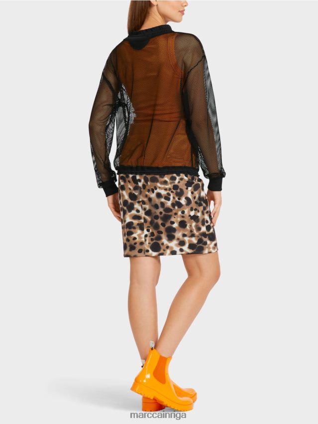 apģērbs melns VRBHXD1435 Marc Cain caurspīdīgs sieta krekls