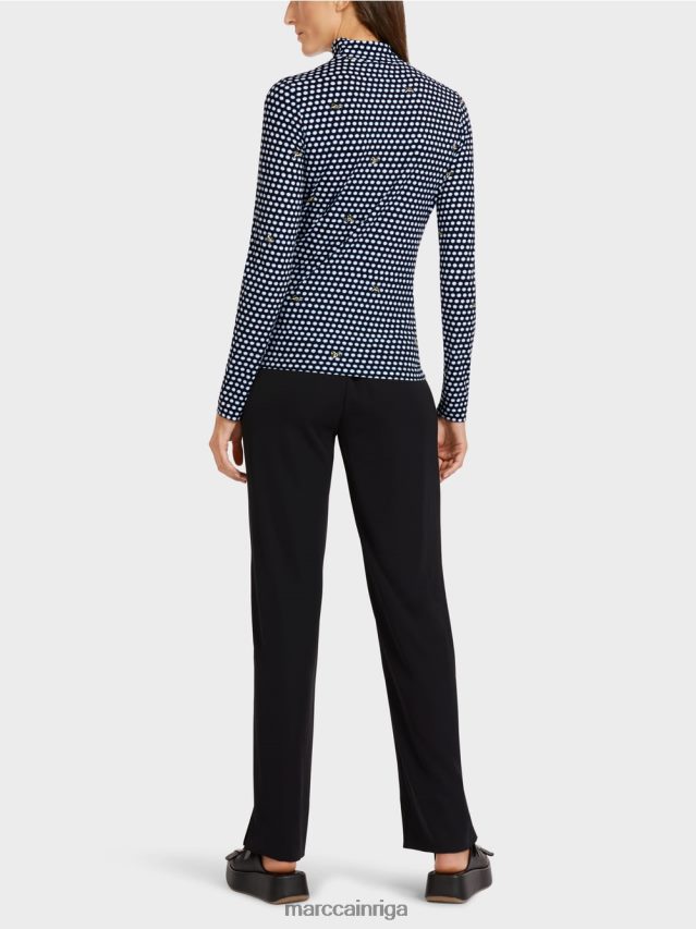 apģērbs melns VRBHXD1440 Marc Cain tops ar garām piedurknēm ar stāvapkakli