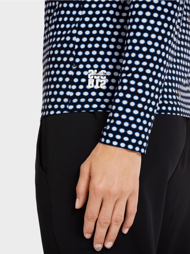 apģērbs melns VRBHXD1440 Marc Cain tops ar garām piedurknēm ar stāvapkakli