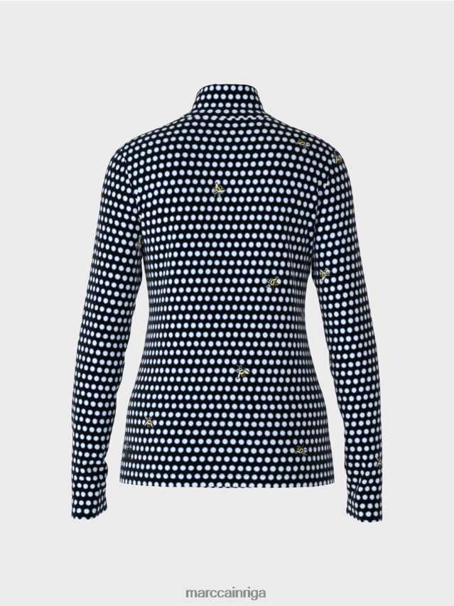 apģērbs melns VRBHXD1440 Marc Cain tops ar garām piedurknēm ar stāvapkakli