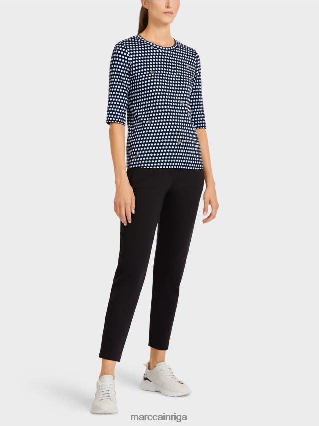 apģērbs melns VRBHXD1443 Marc Cain tops ar punktveida rakstu