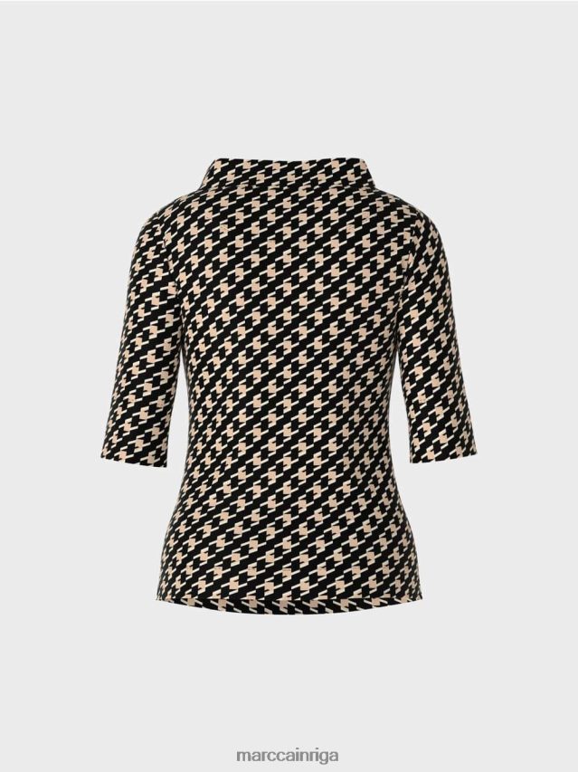 apģērbs melns VRBHXD1444 Marc Cain t-krekls ar ganu pledu