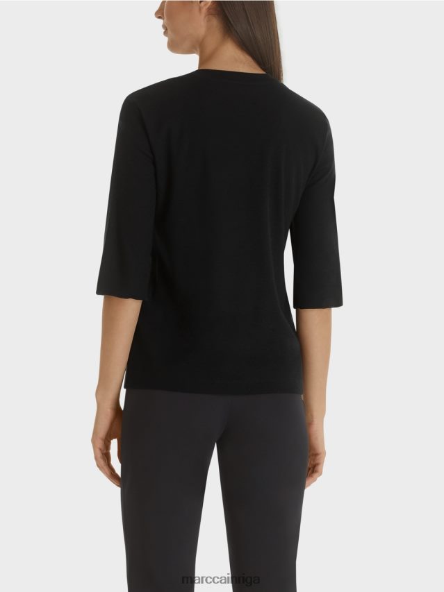 apģērbs melns VRBHXD1461 Marc Cain kokvilnas rievotu džersija krekls