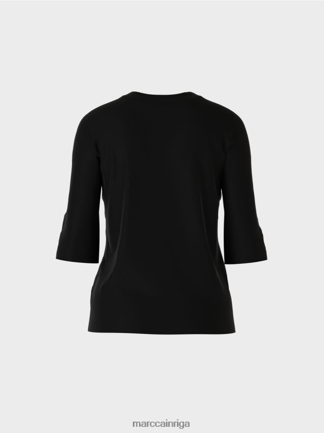 apģērbs melns VRBHXD1461 Marc Cain kokvilnas rievotu džersija krekls