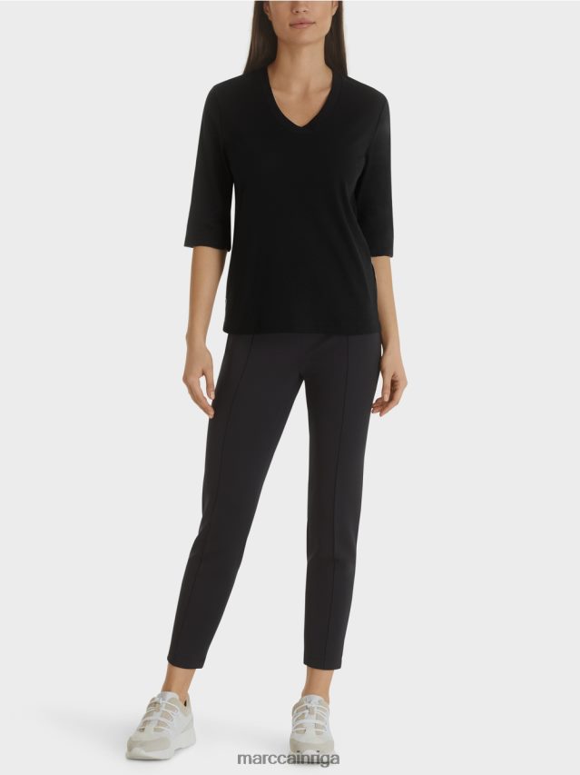 apģērbs melns VRBHXD1461 Marc Cain kokvilnas rievotu džersija krekls