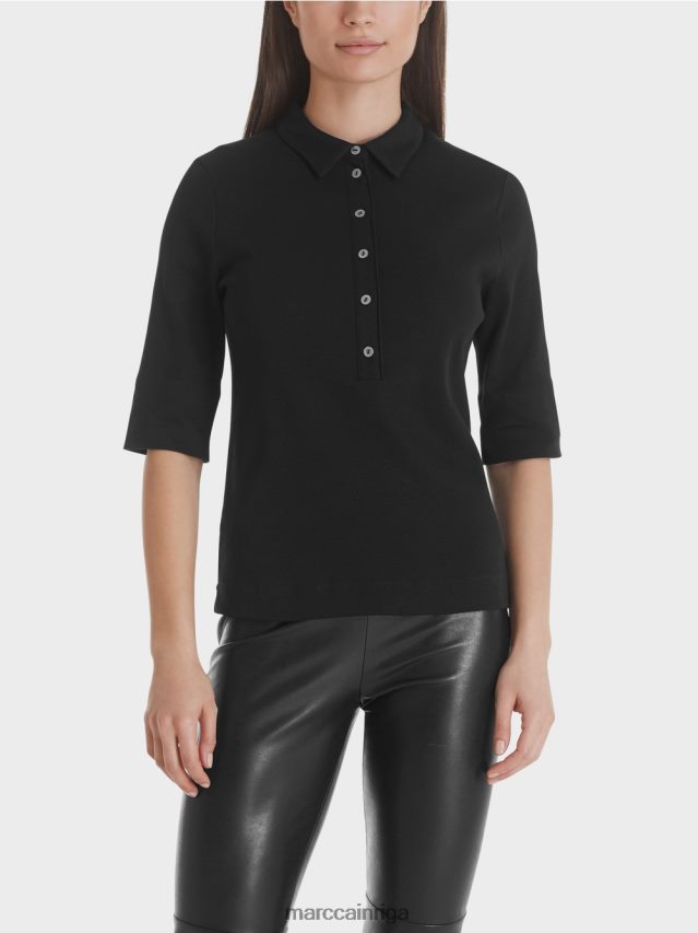 apģērbs melns VRBHXD1464 Marc Cain kokvilnas polo krekls