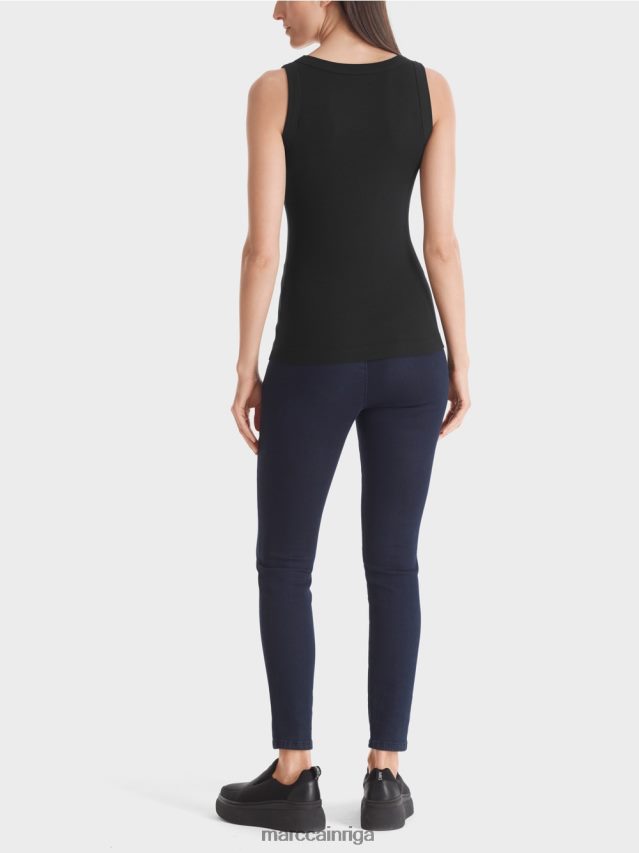 apģērbs melns VRBHXD1468 Marc Cain smalkas rievotas tvertnes augšdaļa