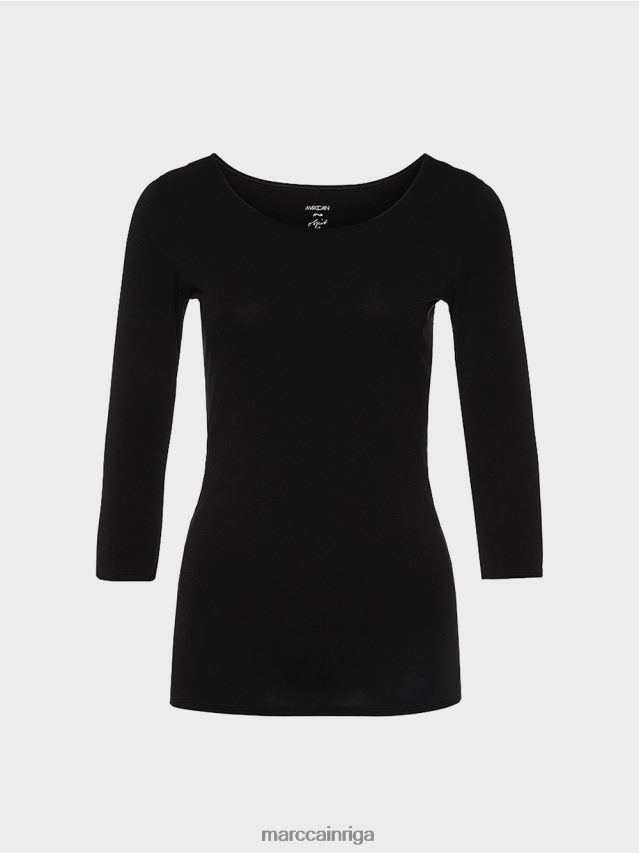 apģērbs melns VRBHXD1470 Marc Cain ļoti smalks krekls ar garām piedurknēm
