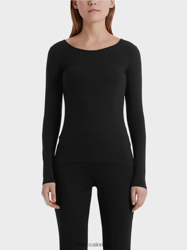 apģērbs melns VRBHXD1475 Marc Cain smalks krekls ar garām piedurknēm