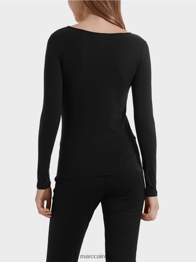 apģērbs melns VRBHXD1475 Marc Cain smalks krekls ar garām piedurknēm