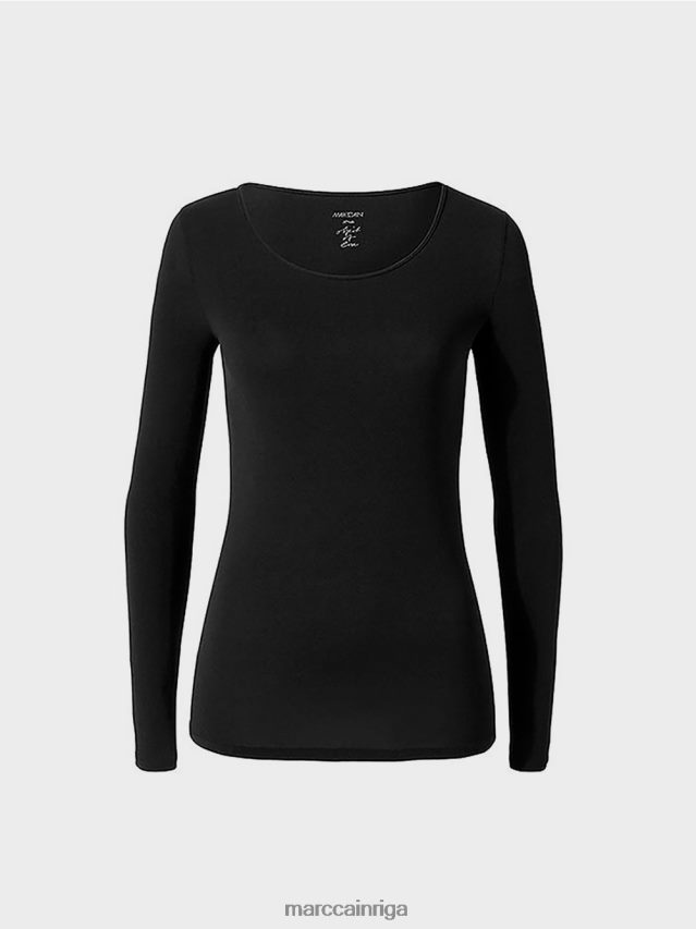 apģērbs melns VRBHXD1475 Marc Cain smalks krekls ar garām piedurknēm