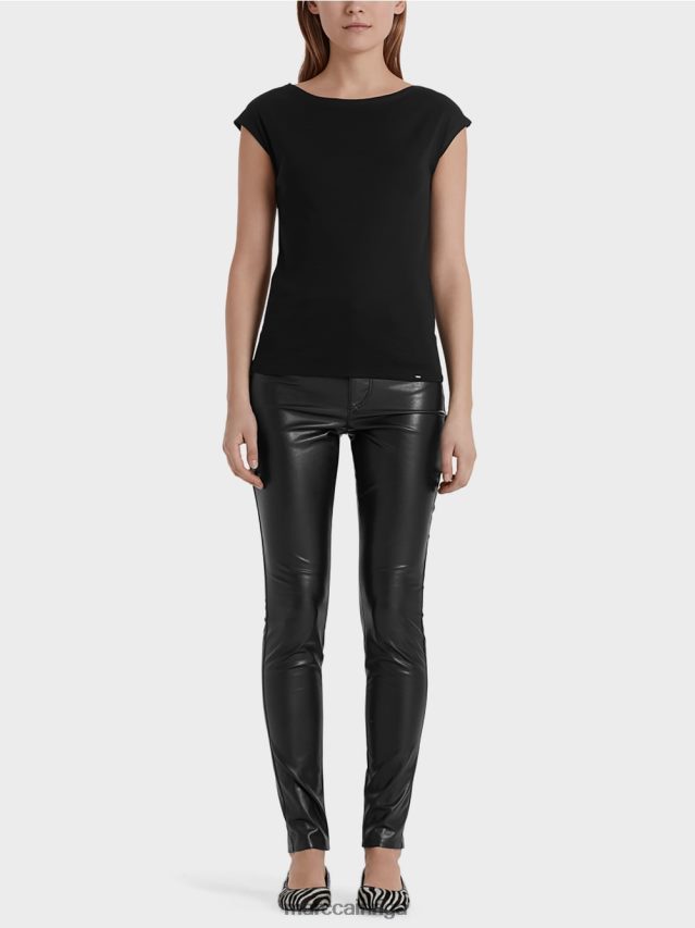 apģērbs melns VRBHXD1476 Marc Cain pamata tops ar platu kakla izgriezumu