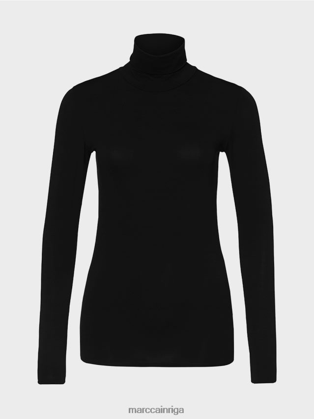 apģērbs melns VRBHXD1483 Marc Cain smalks džemperis ar apkakli