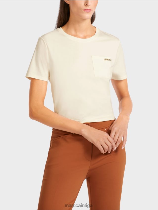 apģērbs pūderkrēms VRBHXD1455 Marc Cain T-krekls ar izrotātu krūšu kabatu