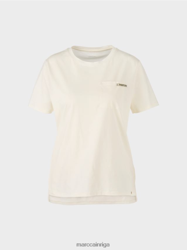 apģērbs pūderkrēms VRBHXD1455 Marc Cain T-krekls ar izrotātu krūšu kabatu