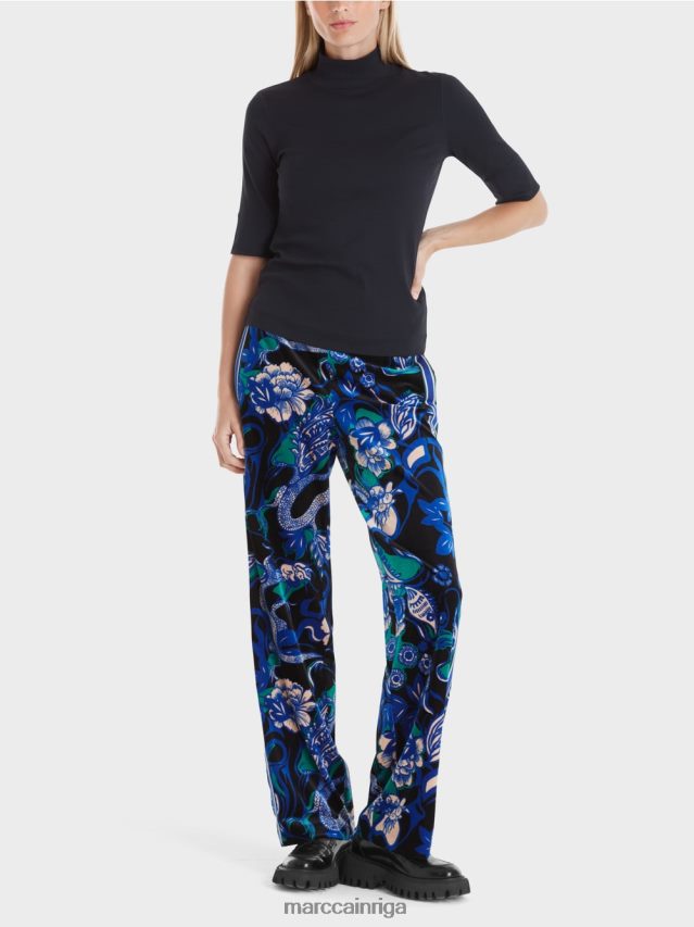 apģērbs pusnakts zils VRBHXD1230 Marc Cain krekls ar stāvapkakli un 3/4 piedurknēm