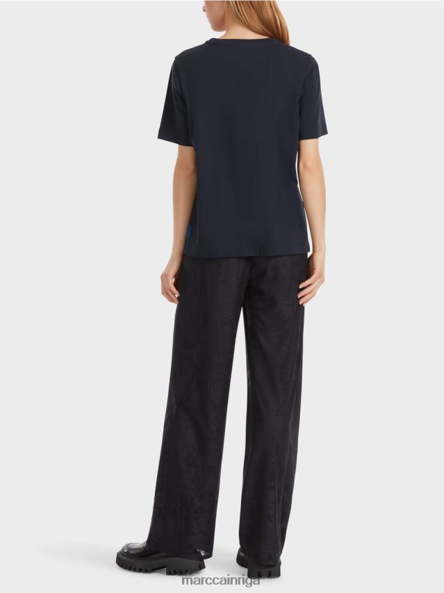 apģērbs pusnakts zils VRBHXD1240 Marc Cain \"pārdomājiet kopā\" ​​t-krekls ar spīdumiem