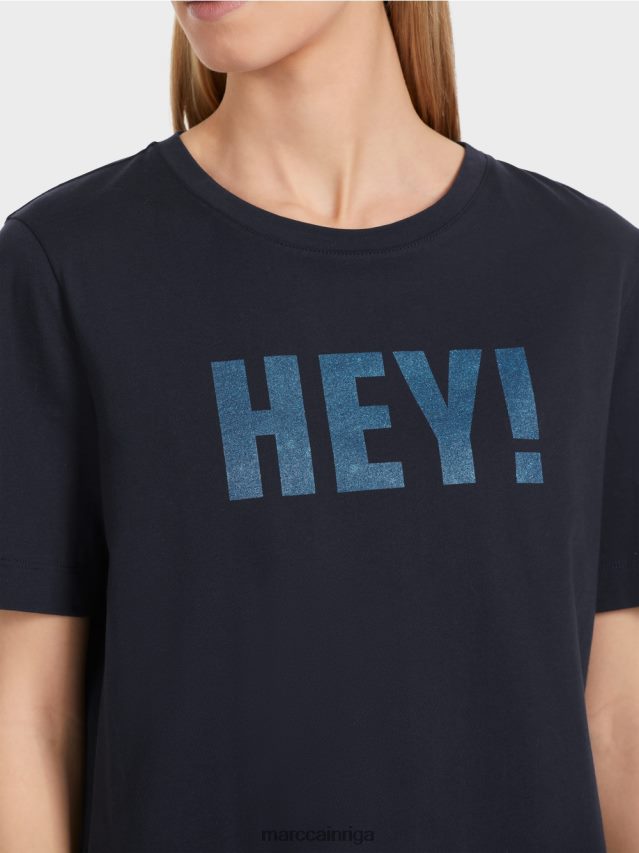 apģērbs pusnakts zils VRBHXD1240 Marc Cain \"pārdomājiet kopā\" ​​t-krekls ar spīdumiem