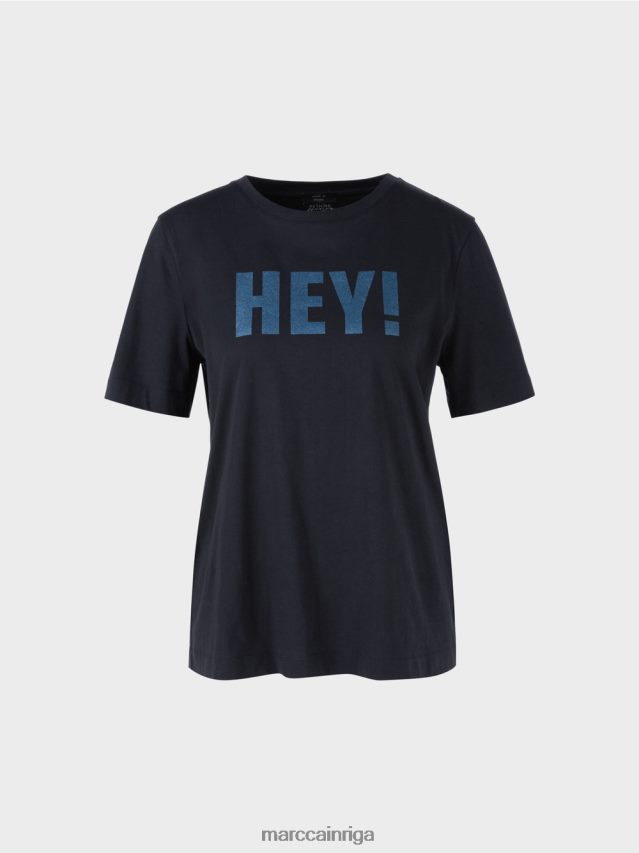 apģērbs pusnakts zils VRBHXD1240 Marc Cain \"pārdomājiet kopā\" ​​t-krekls ar spīdumiem
