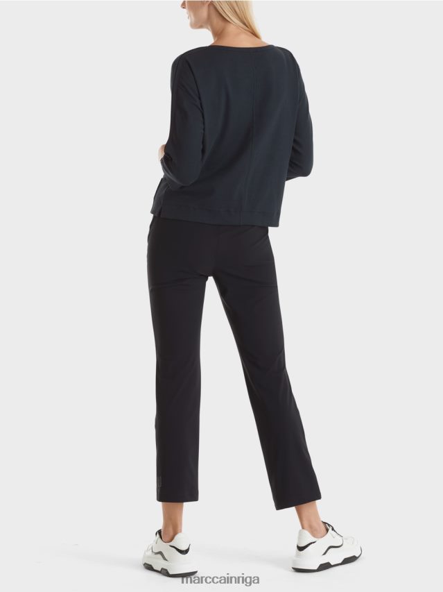 apģērbs pusnakts zils VRBHXD1292 Marc Cain tops ar laivveida kakla izgriezumu