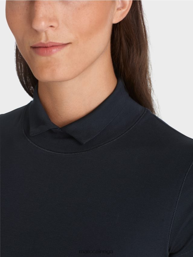 apģērbs pusnakts zils VRBHXD1346 Marc Cain t-krekls ar augstu kakla izgriezumu