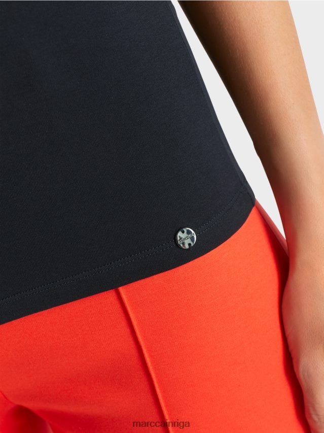 apģērbs pusnakts zils VRBHXD1346 Marc Cain t-krekls ar augstu kakla izgriezumu