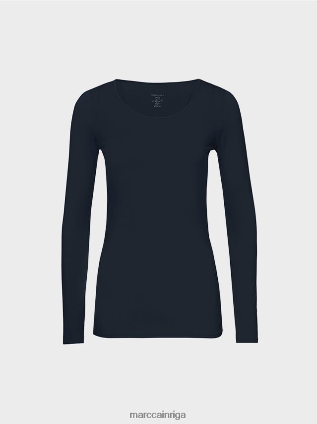 apģērbs pusnakts zils VRBHXD1474 Marc Cain smalks krekls ar garām piedurknēm