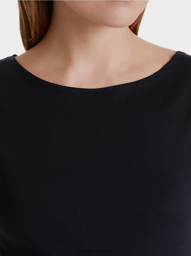 apģērbs pusnakts zils VRBHXD1477 Marc Cain pamata tops ar platu kakla izgriezumu