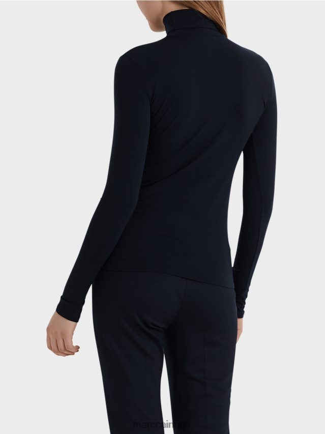 apģērbs pusnakts zils VRBHXD1482 Marc Cain smalks džemperis ar apkakli