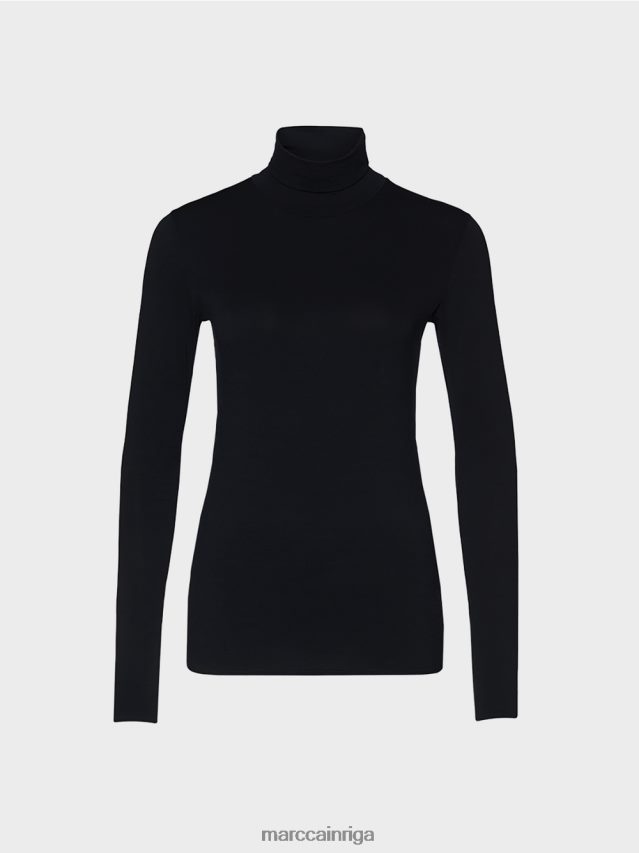 apģērbs pusnakts zils VRBHXD1482 Marc Cain smalks džemperis ar apkakli