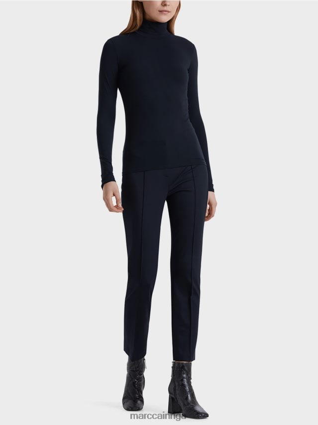 apģērbs pusnakts zils VRBHXD1482 Marc Cain smalks džemperis ar apkakli